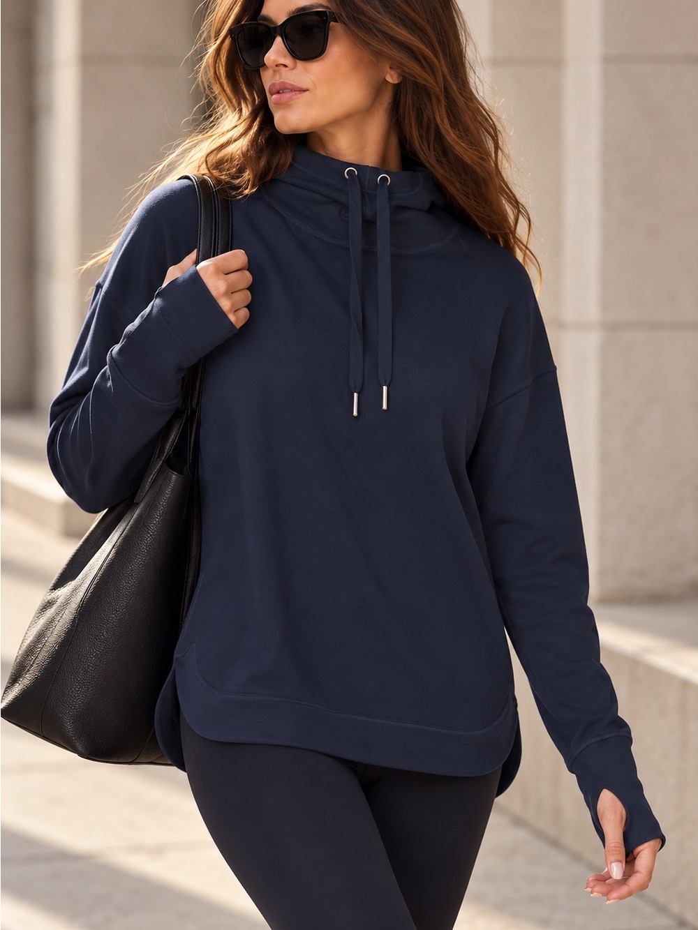 NWT Sweaty Betty Escape Luxe Fleece Hoody Navy Blue S Made in Italy $148